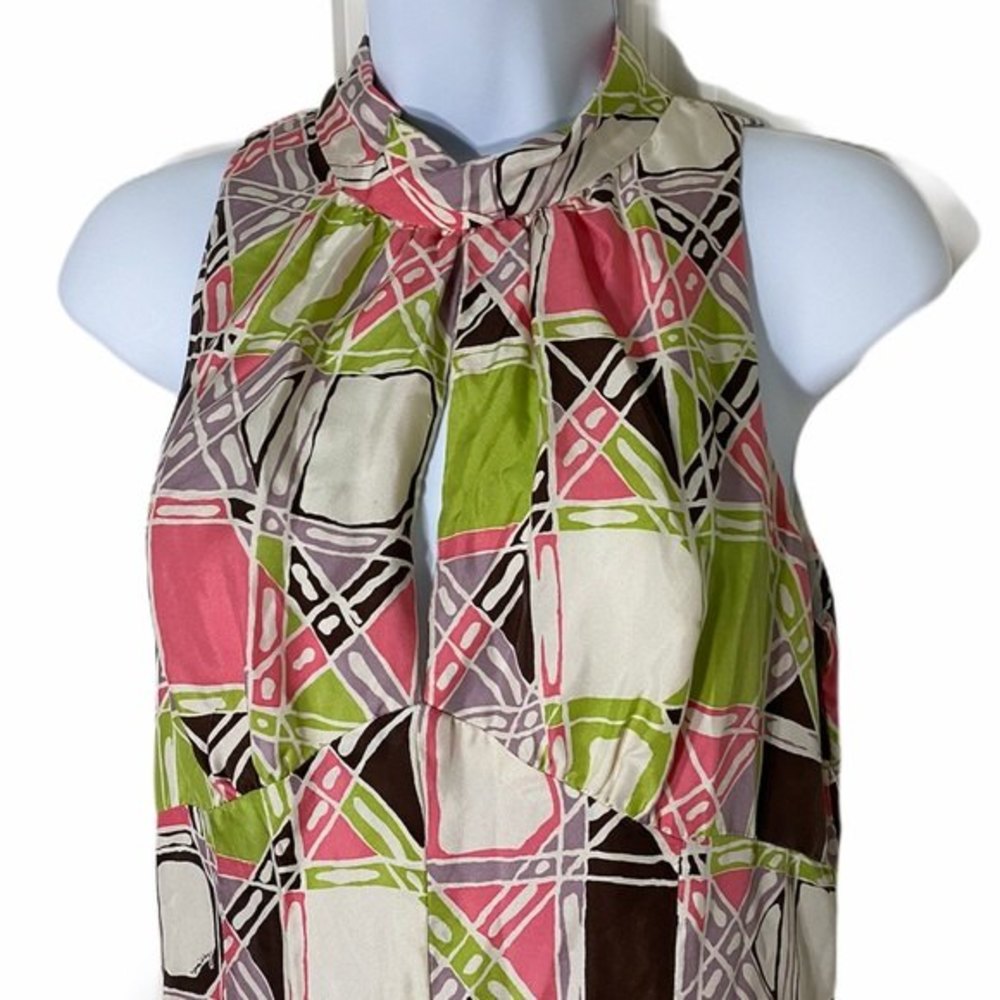 Milly New York Pink and Green Silk Dress - Picture 5 of 6
